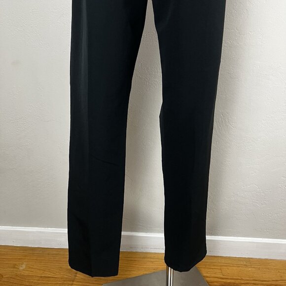 Garnet Hill Pants Black Elastic Waist Pull On Straight Leg Pleated Size Medium - Picture 7 of 14
